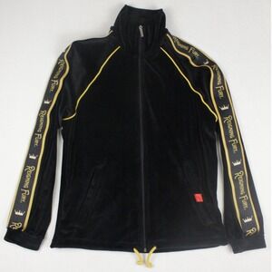 Reigning Fury King Fury Velour Track Jacket Mens S Black Gold Logo Streetwear